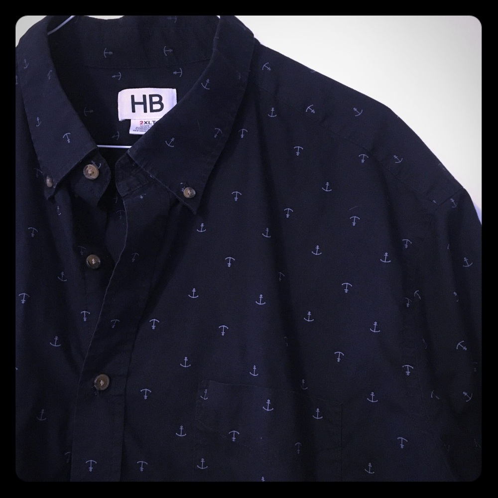 ⚓️ anchor navy nautical button down shirt ⚓️